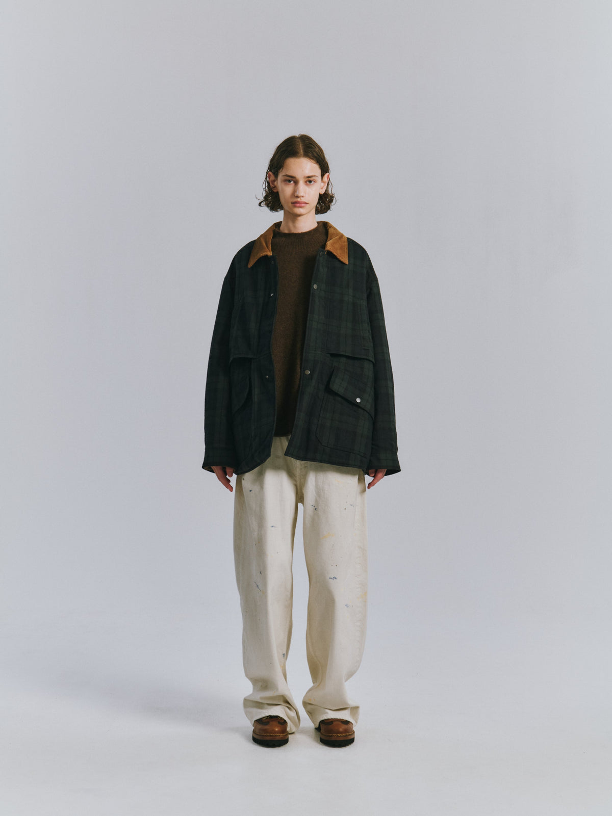 ANCELLM CHECK HALF JACKET