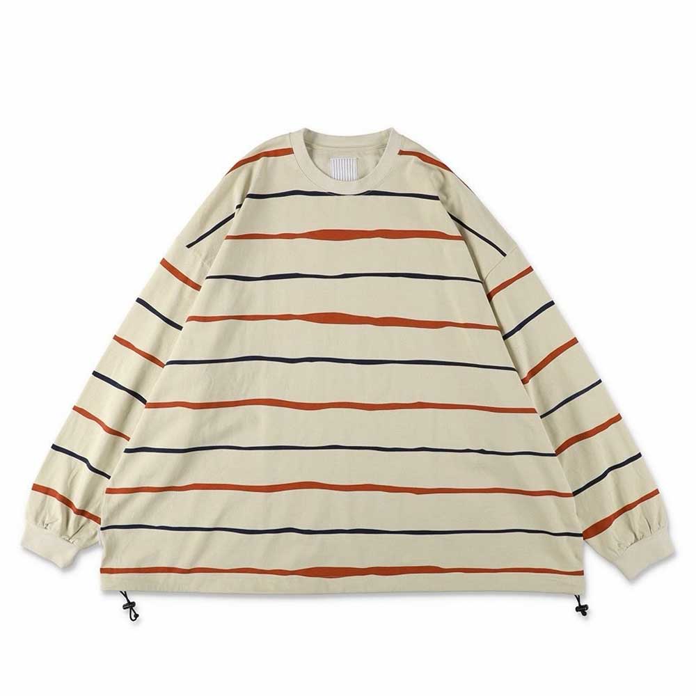 S.F.C (STRIPES FOR CREATIVE) SUPER BIG STRIPE LS TEE (W/DRAWSTRRINGS)