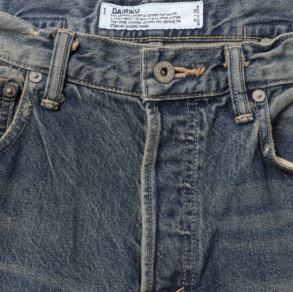 DAIRIKU Straight Vintage Repair Denim Pants