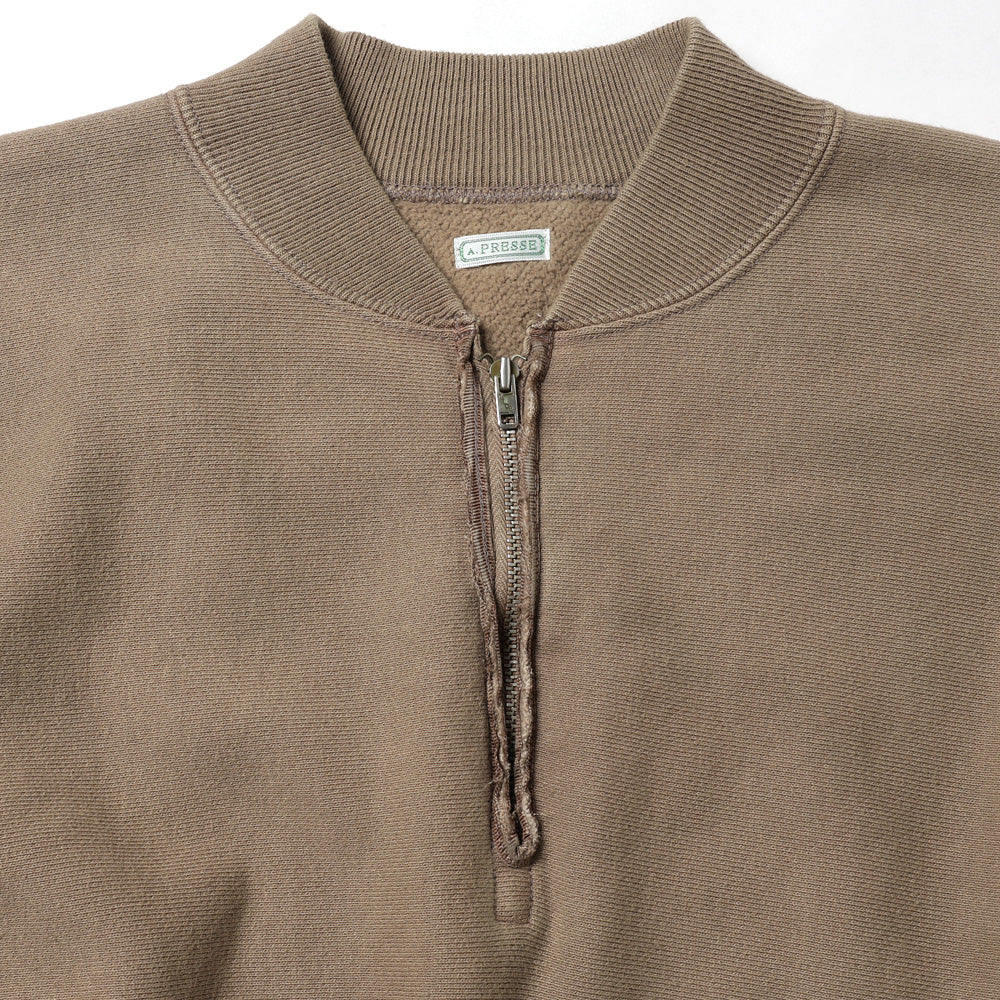 A.PRESSE Vintage Half Zip Rib Collar Sweatshirt