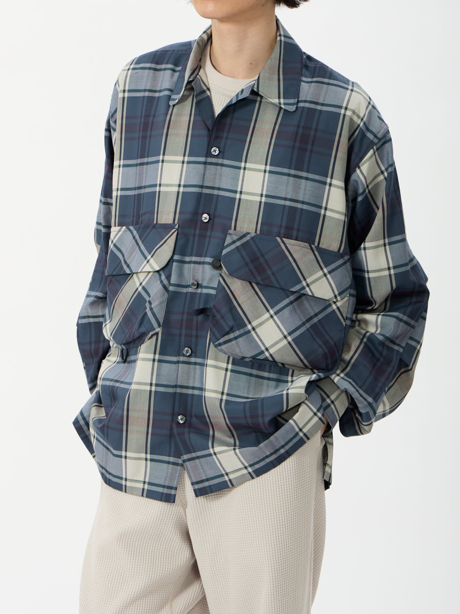 DAIWA PIER39 TECH SPORTS OPEN COLLAR SHIRT L/S BIG TARTAN