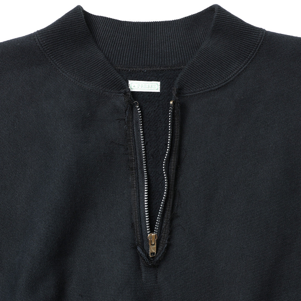 A.PRESSE Vintage Half Zip Rib Collar Sweatshirt