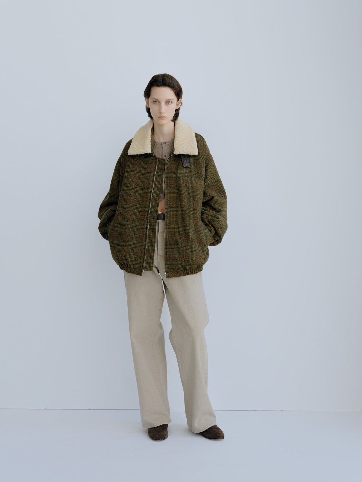 ssstein Detachable Collar British Tweed Jacket