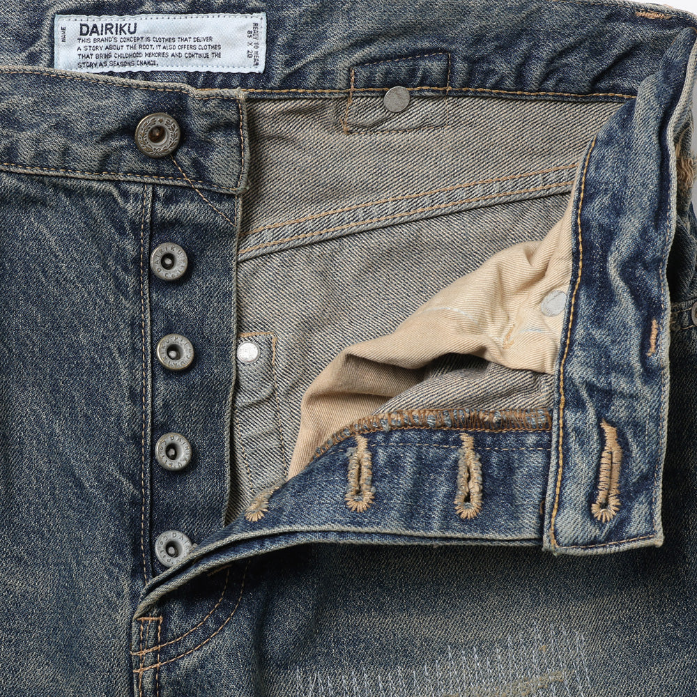 DAIRIKU Straight Vintage Repair Denim Pants