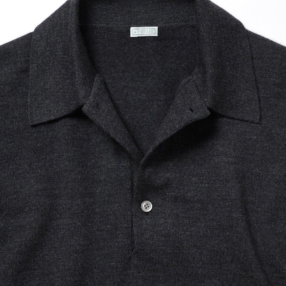 A.PRESSE Wool Knit L/S Polo Shirts