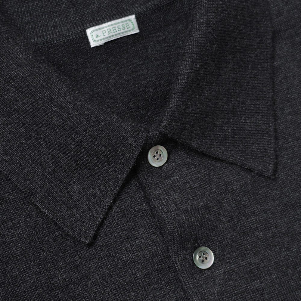 A.PRESSE Wool Knit L/S Polo Shirts