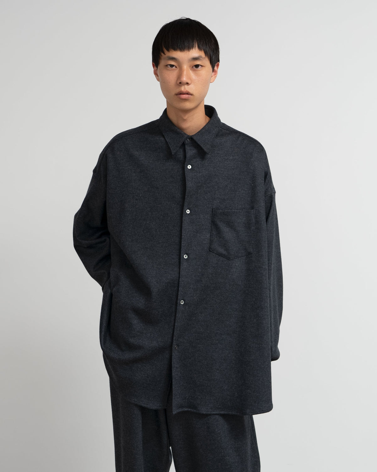 Graphpaper Wool Smooth Flannel Oversized Regular Collar Shirt