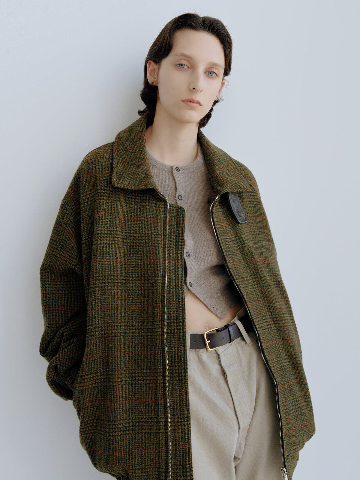 ssstein Detachable Collar British Tweed Jacket