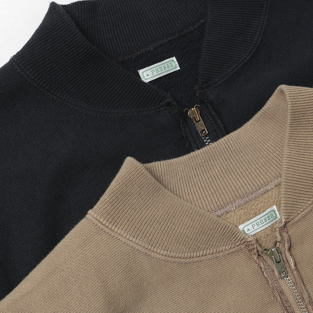 A.PRESSE Vintage Half Zip Rib Collar Sweatshirt
