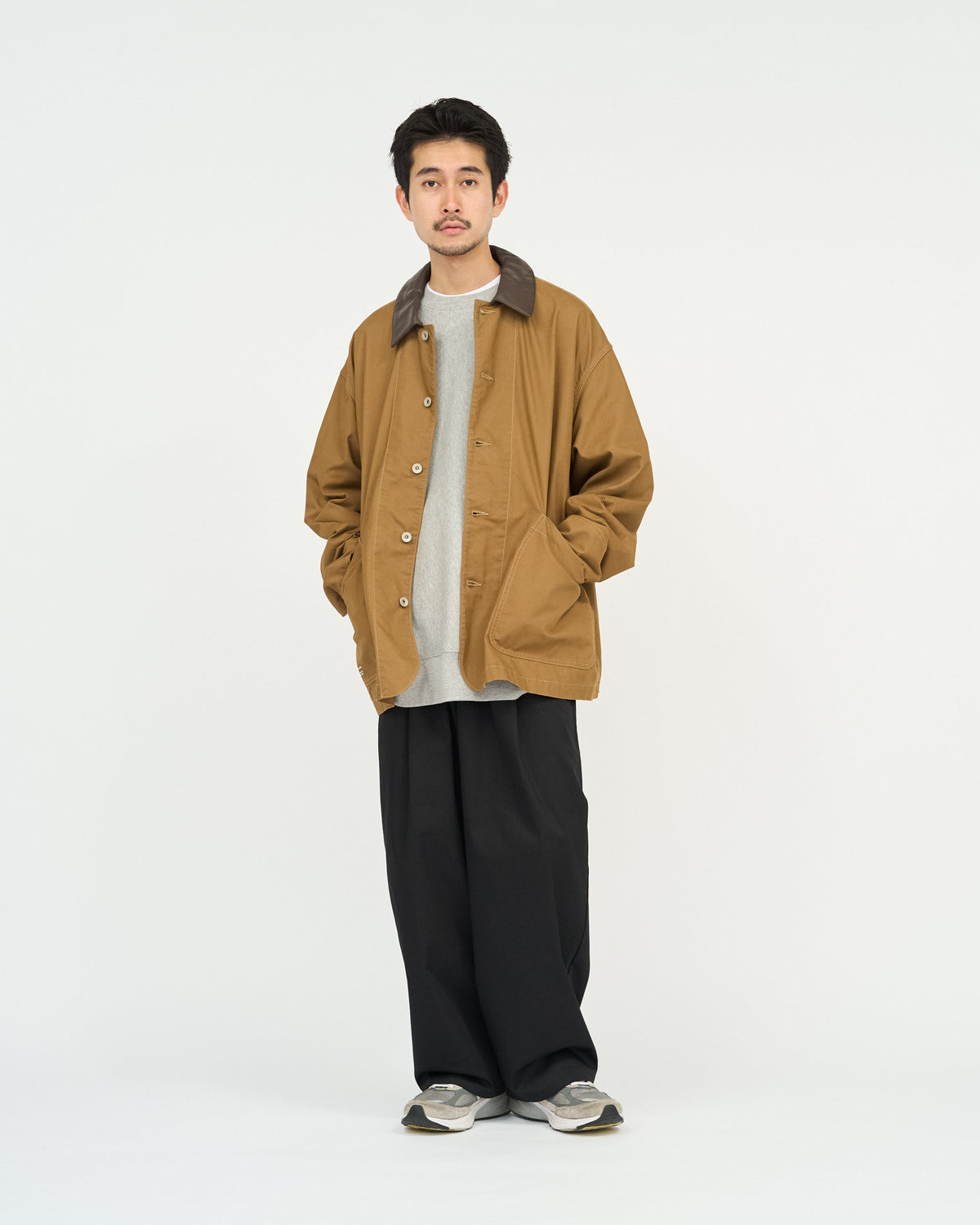 FreshService COTTON CANVAS LEATHER COLLAR WORK JACKET