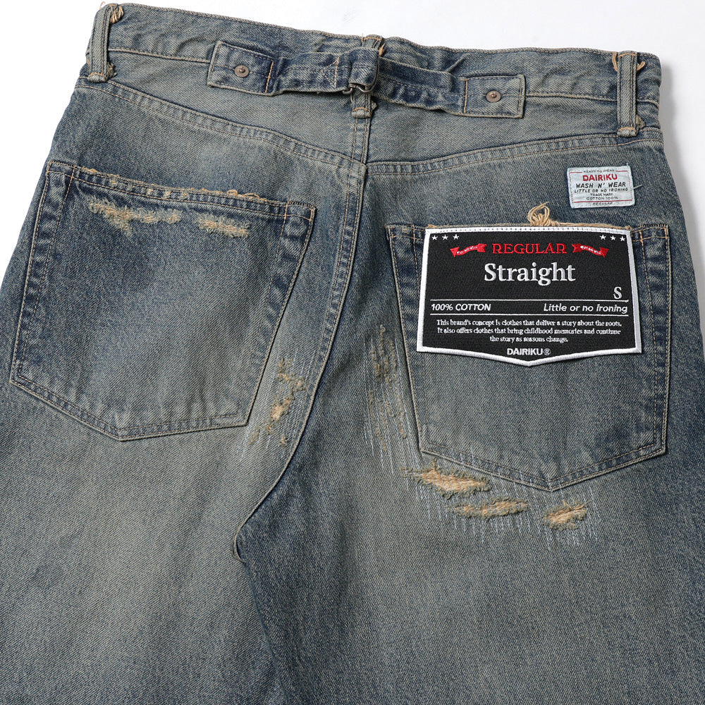 DAIRIKU Straight Vintage Repair Denim Pants