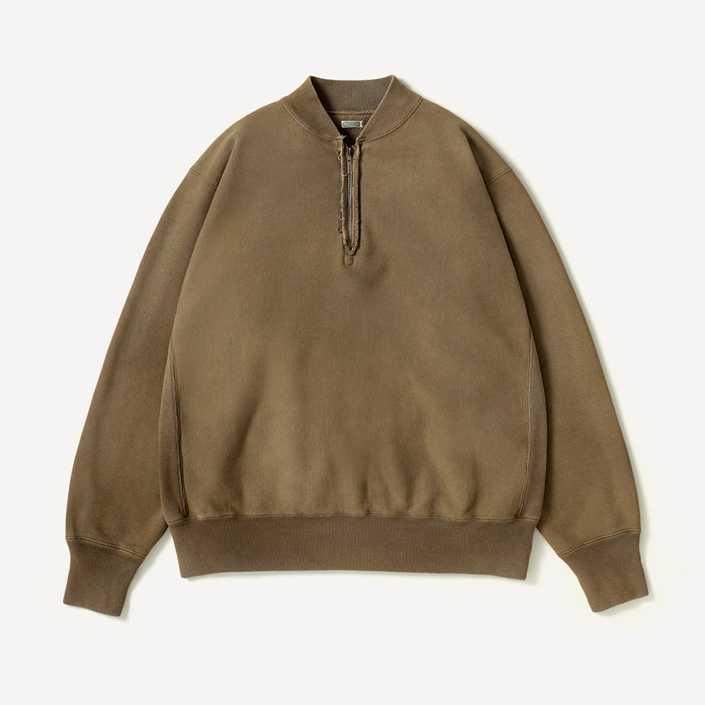 A.PRESSE Vintage Half Zip Rib Collar Sweatshirt