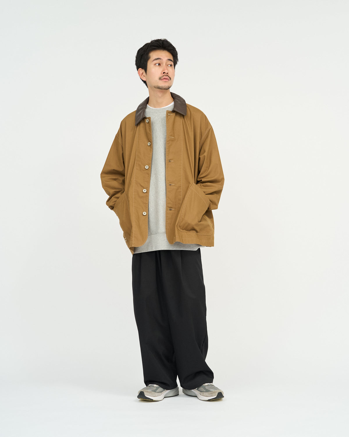 FreshService COTTON CANVAS LEATHER COLLAR WORK JACKET