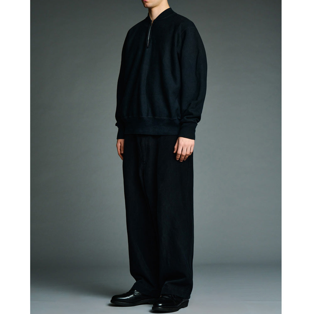 A.PRESSE Vintage Half Zip Rib Collar Sweatshirt