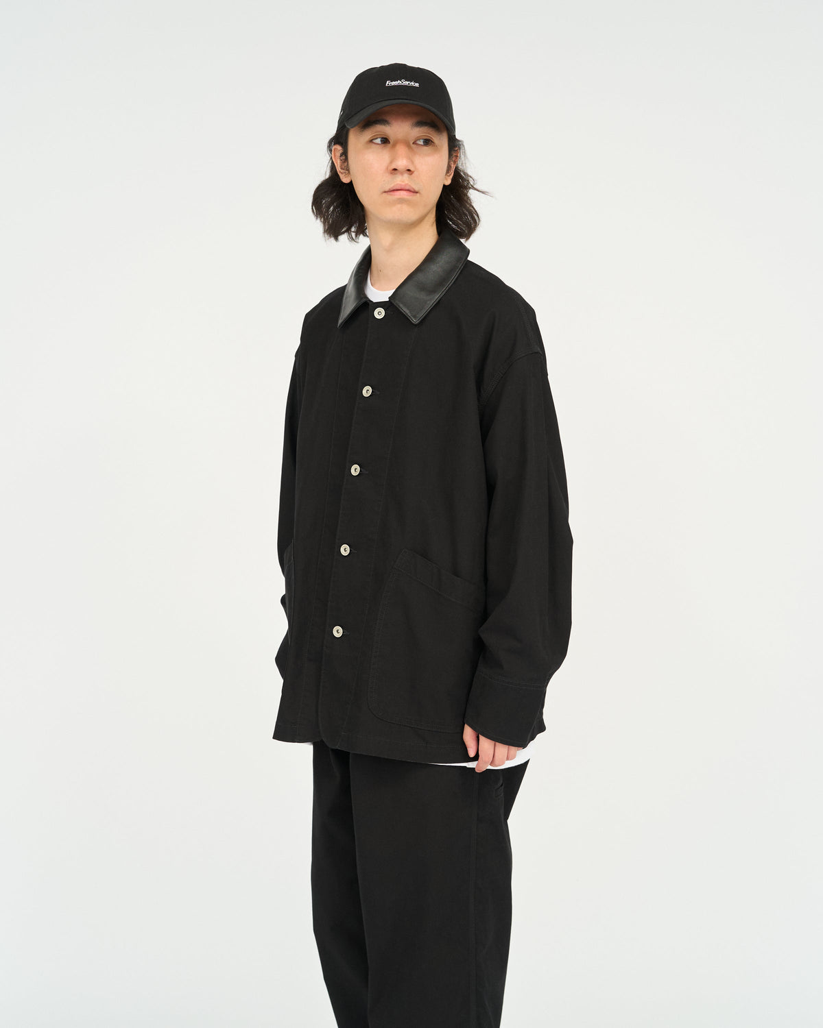 FreshService COTTON CANVAS LEATHER COLLAR WORK JACKET