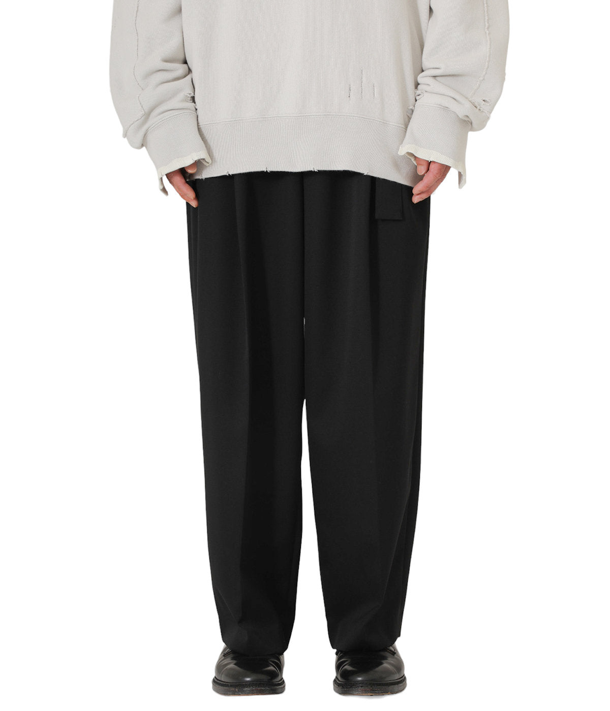stein 21aw BELTED WIDE STRAIGHT TROUSERS - スラックス