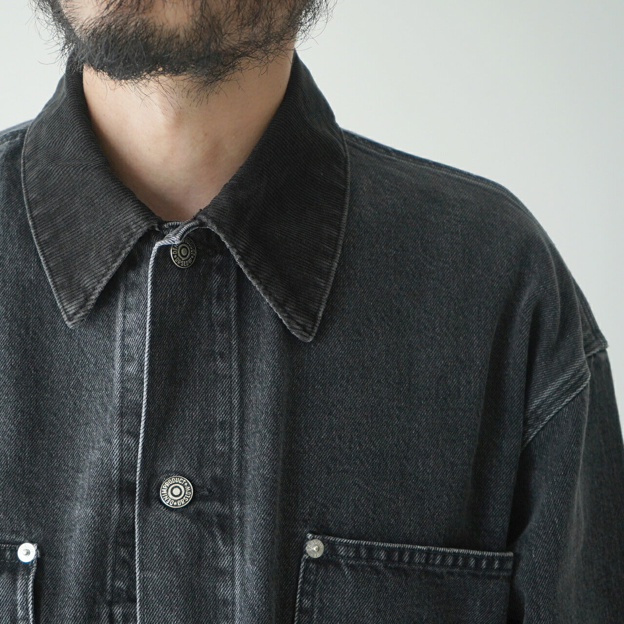 orSlow LOOSE FIT COVERALL (Black Denim Stone)