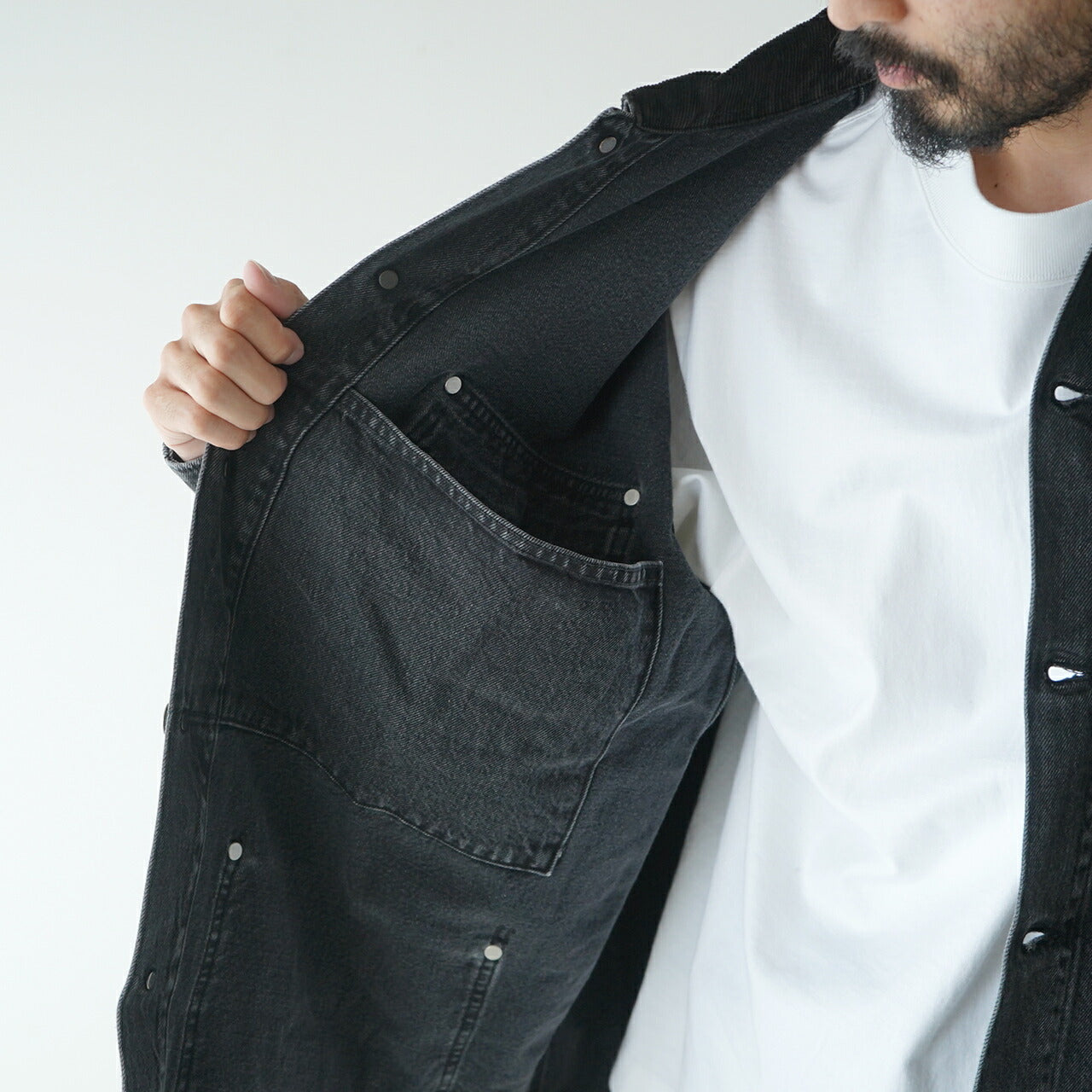 orSlow LOOSE FIT COVERALL (Black Denim Stone)