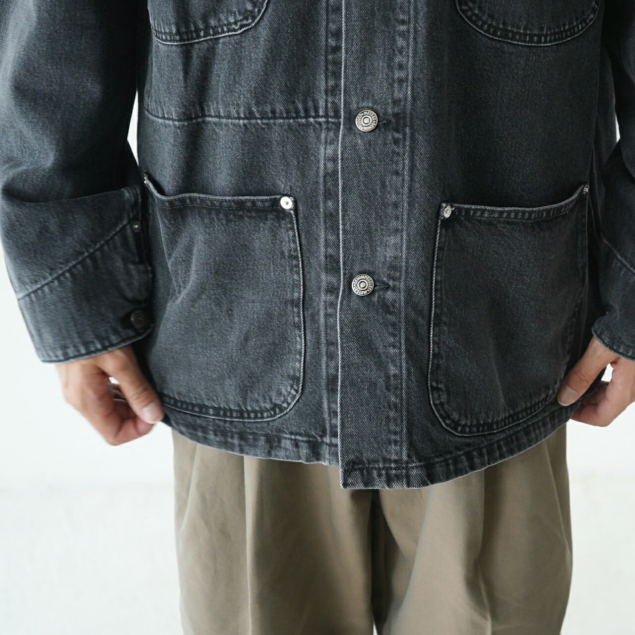 orSlow LOOSE FIT COVERALL (Black Denim Stone)