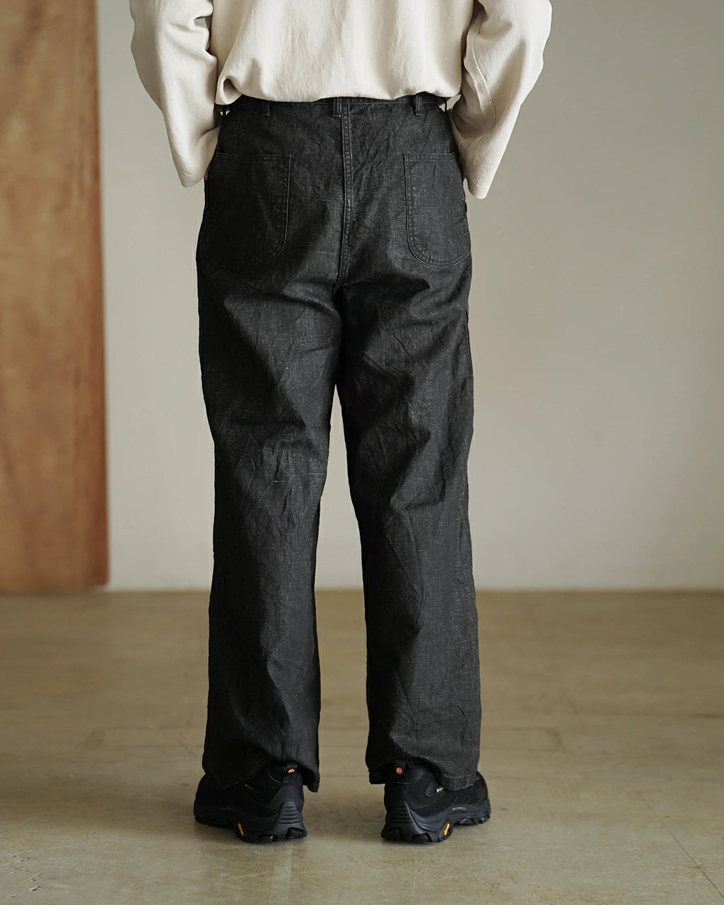 orSlow WWII 40'S NAVY SUMI COATED LINEN UTILITY TROUSERS