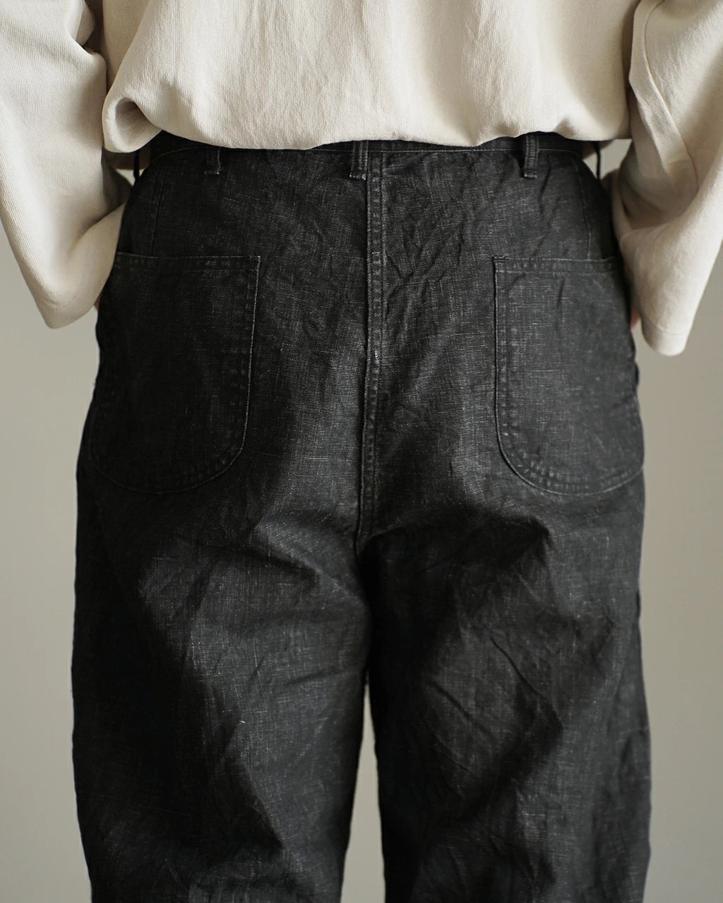 orSlow WWII 40'S NAVY SUMI COATED LINEN UTILITY TROUSERS