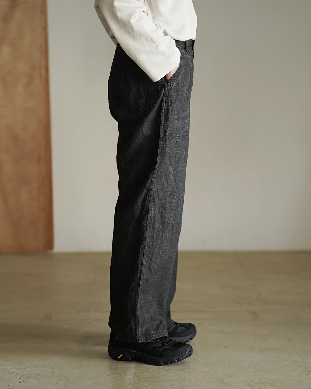 orSlow WWII 40'S NAVY SUMI COATED LINEN UTILITY TROUSERS