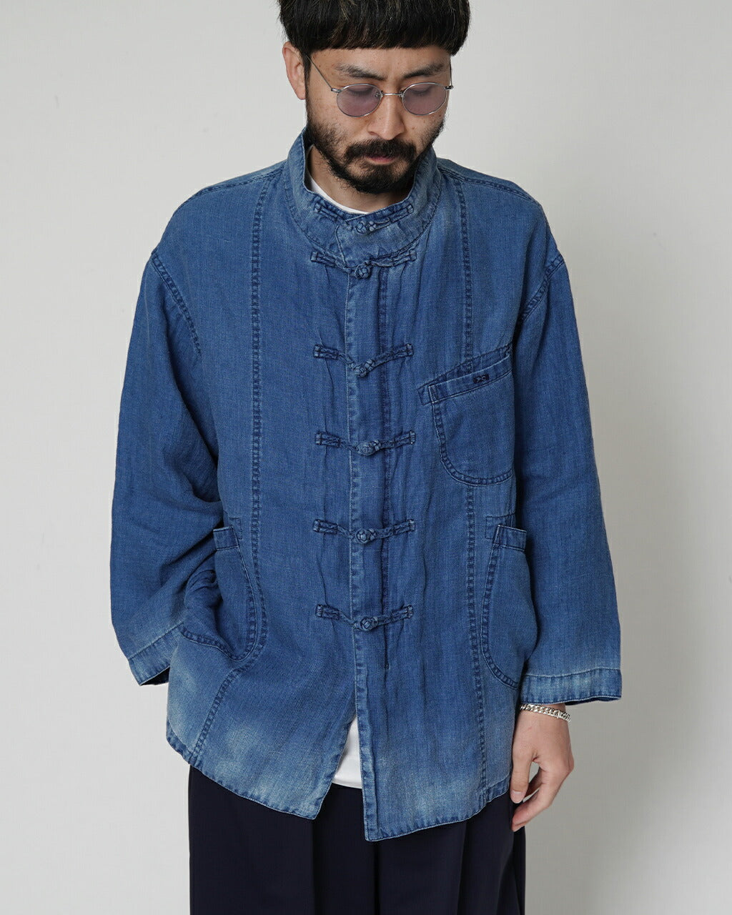 Porter Classic INDIGO LINEN CHINESE JACKET