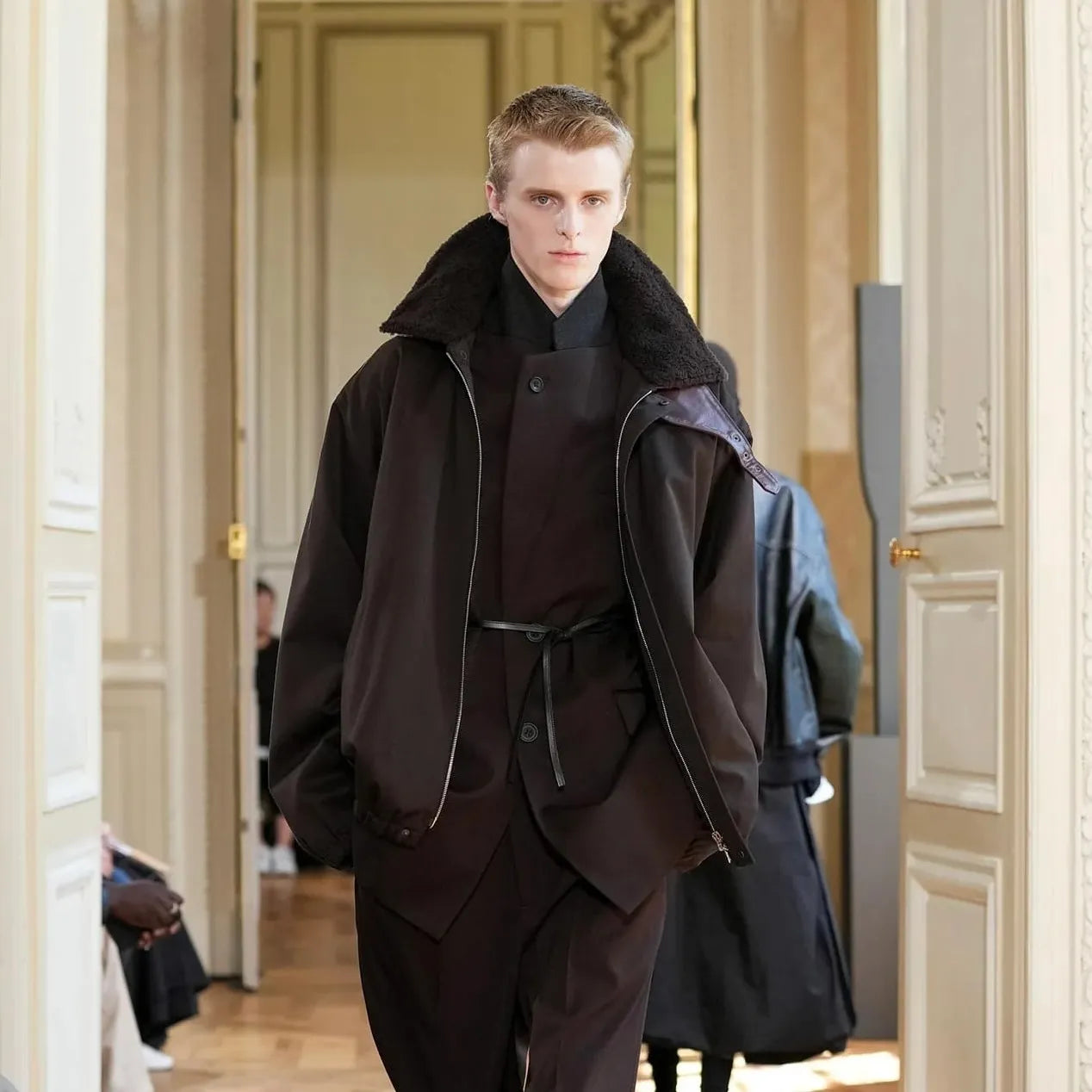 ssstein Mouton Collar Padded Jacket