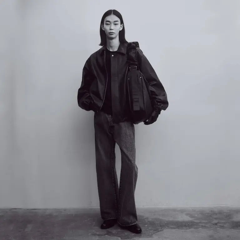 ssstein SHIRRING HANDLE LEATHER SHOULDER BAG