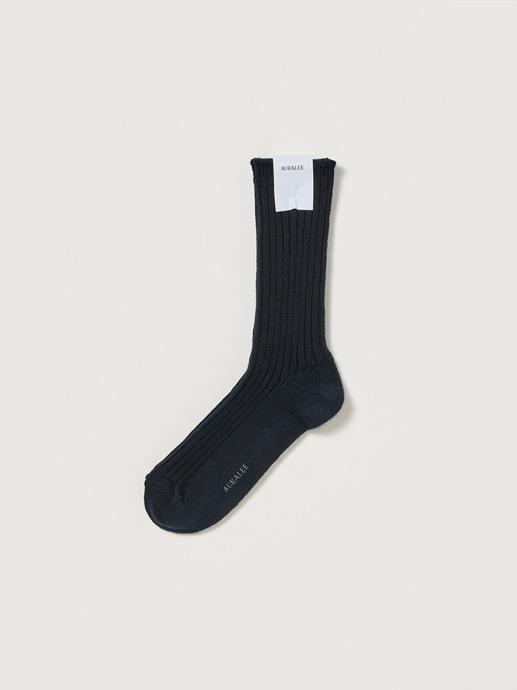 AURALEE COTTON WOOL LOW GAUGE SOCKS