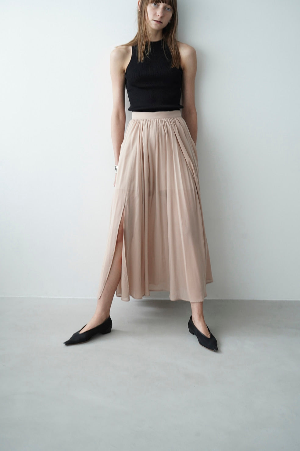 CLANE SHEER SLIT SKIRT