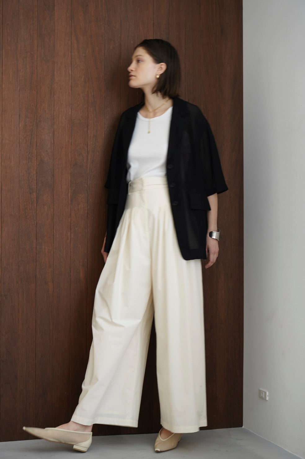 CLANE TUCK DESIGN WIDE PANTS