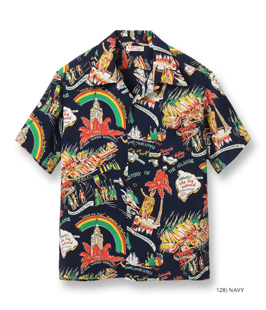 SUN SURF RAYON HAWAIIAN SHIRT “HISTORY OF THE ISLANDS