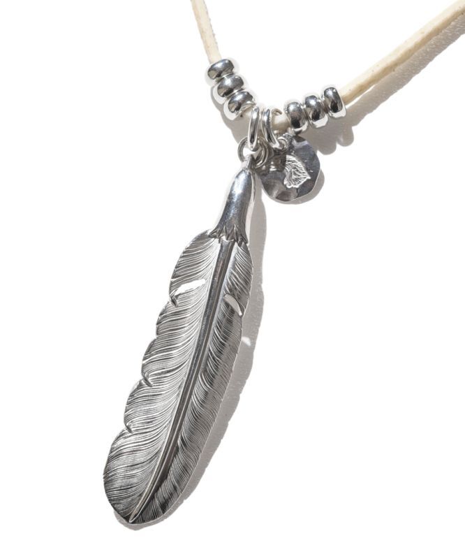 LARRY SMITH SILVER EAGLE HEAD FEATHER Necklace No. 33
