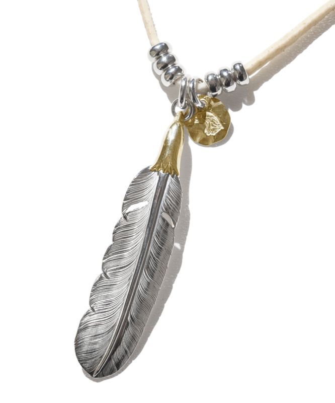 LARRY SMITH 18K GOLD EAGLE HEAD FEATHER Necklace No. 33