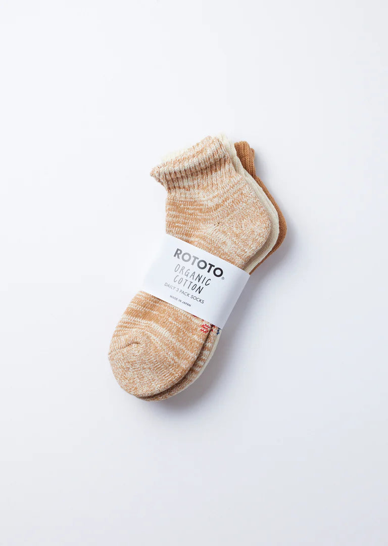 RoToTo ORGANIC DAILY 3 PACK ANKLE SOCKS