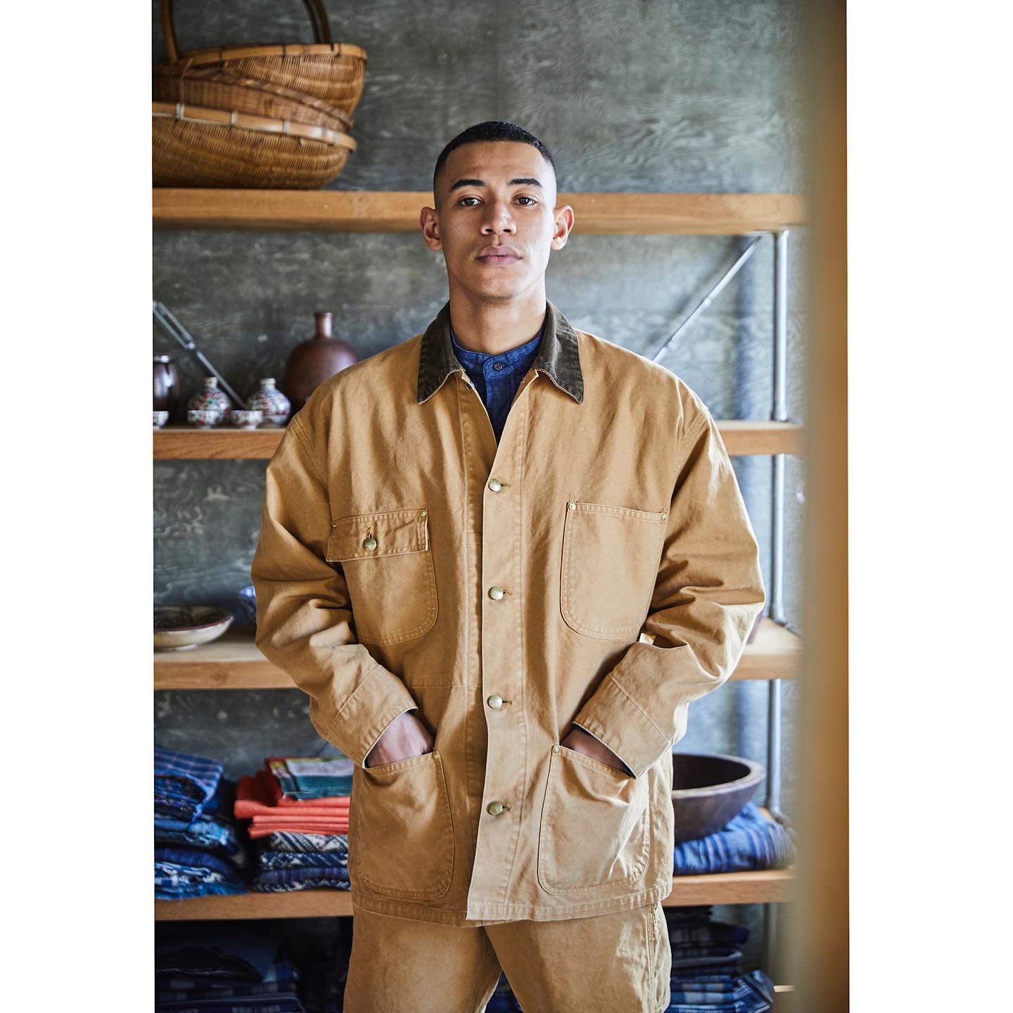 orSlow LOOSE FIT OXFORD COVERALL (Brown)