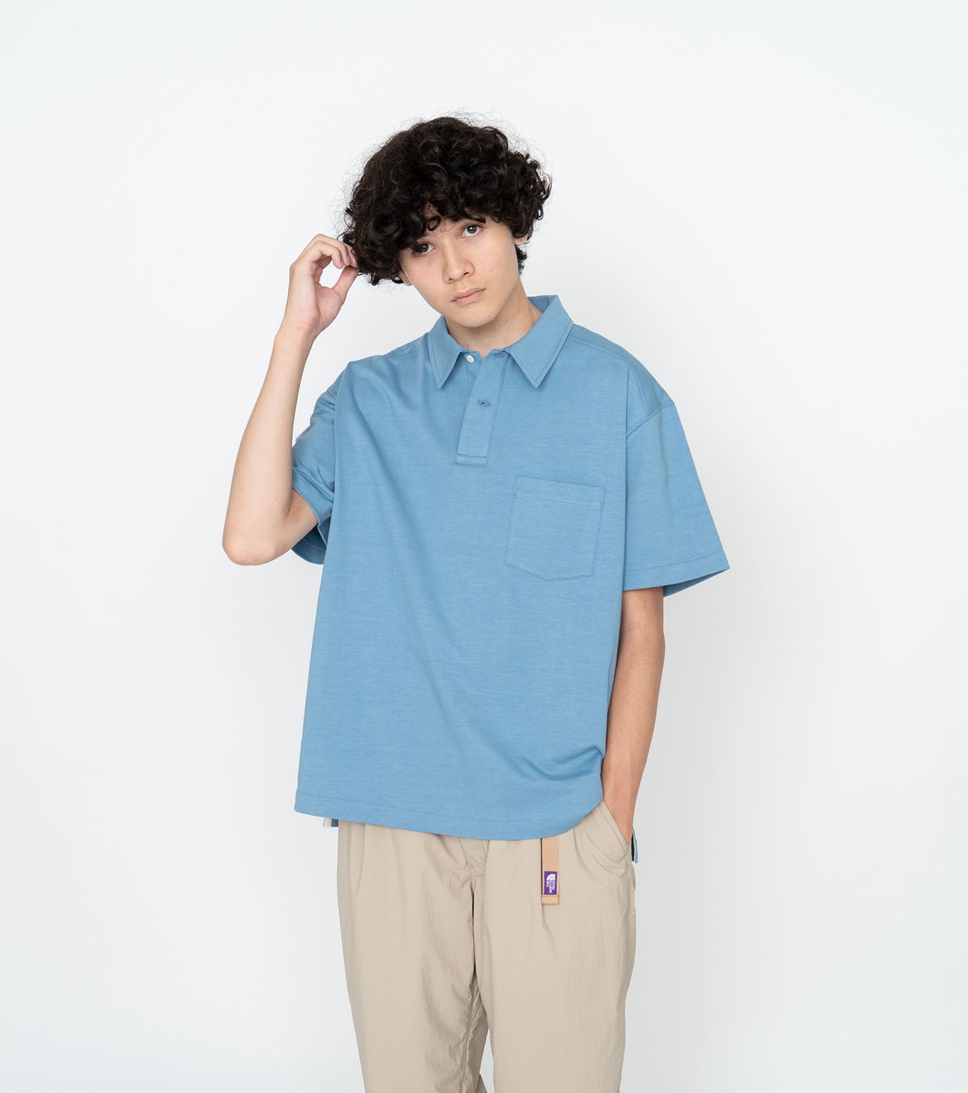 新しく着き THE NORTH Shirt/ポロシャツ/S/コットン/WHT/nt3823n Polo 