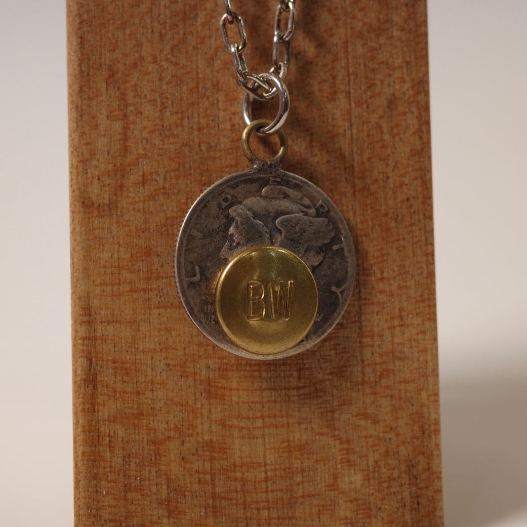 Button Works Mercury Dime Coin Necklace - Brass