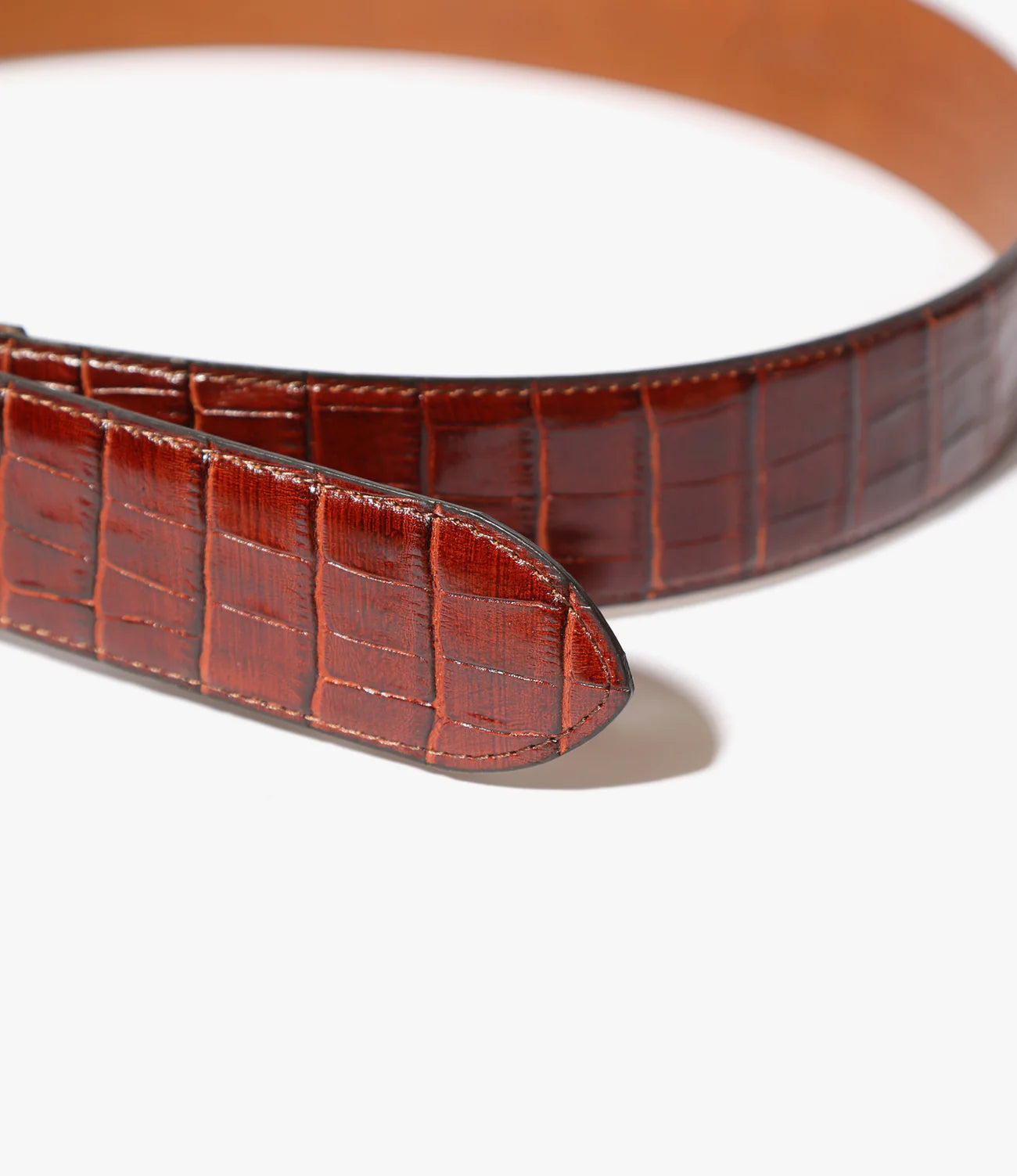 Needles Papillon Square Buckle Belt - Crocodile Embossed Leather