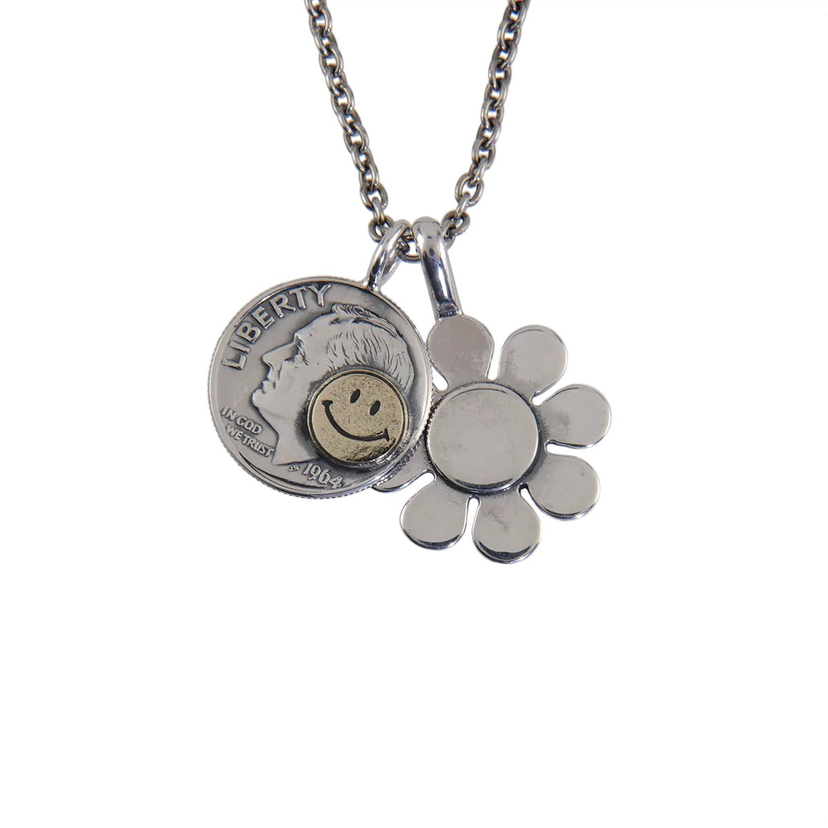 NORTH WORKS Flower Peace Mark Coin Necklace N-638
