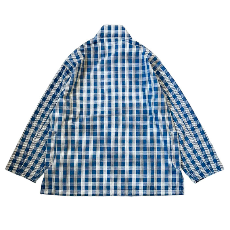 安い低価PORTER CLASSIC PALAKA ZIP UP SHIRT ポータークラシック パラカ ハーフジップ プルオーバーシャツ チェック S ネイビー Sサイズ